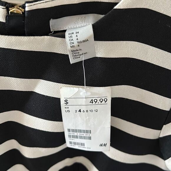 H&M Black and White Striped Dress Size 4 - Picture 2 of 11